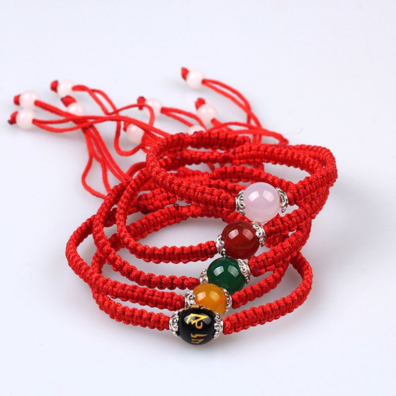 Gelang Lucky Red String Rope Agates Beads