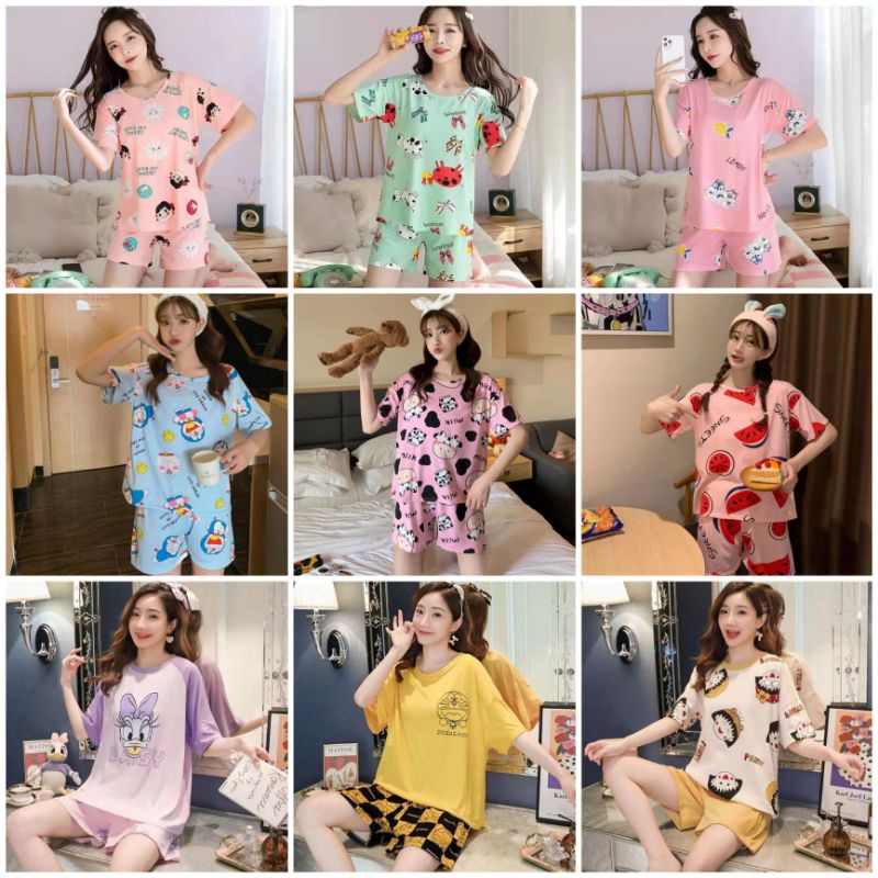 C17-F Baju Tidur Stelan Hp Import Premium/ Setelan tidur Import Hotpant / Piyama wanita terbaru murah