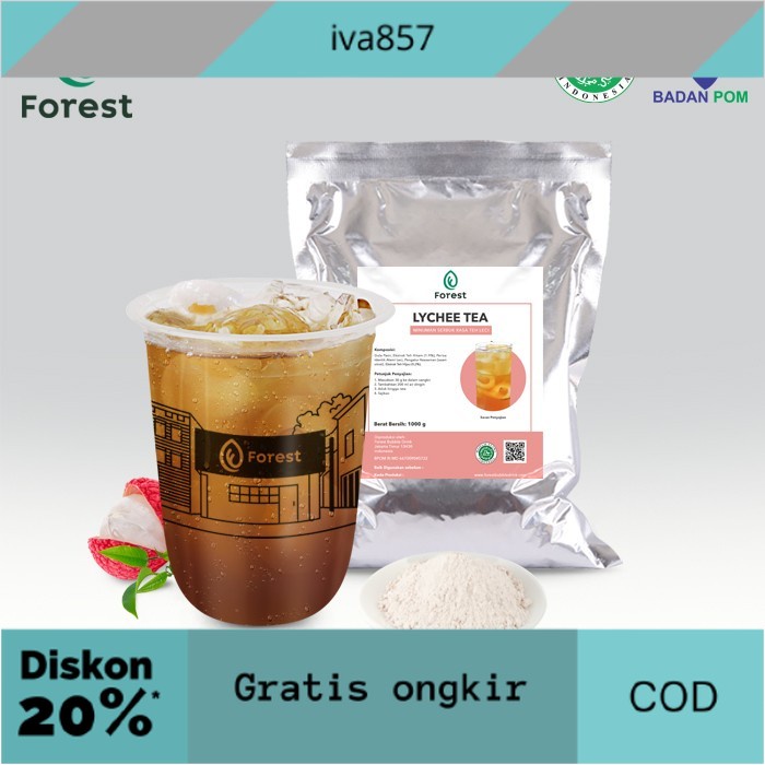 

PROMO Bubuk Minuman LYCHEE TEA Powder 1000g - FOREST Bubble Drink - POWDR+BUBLEWRAP GRATIS ONGKIR