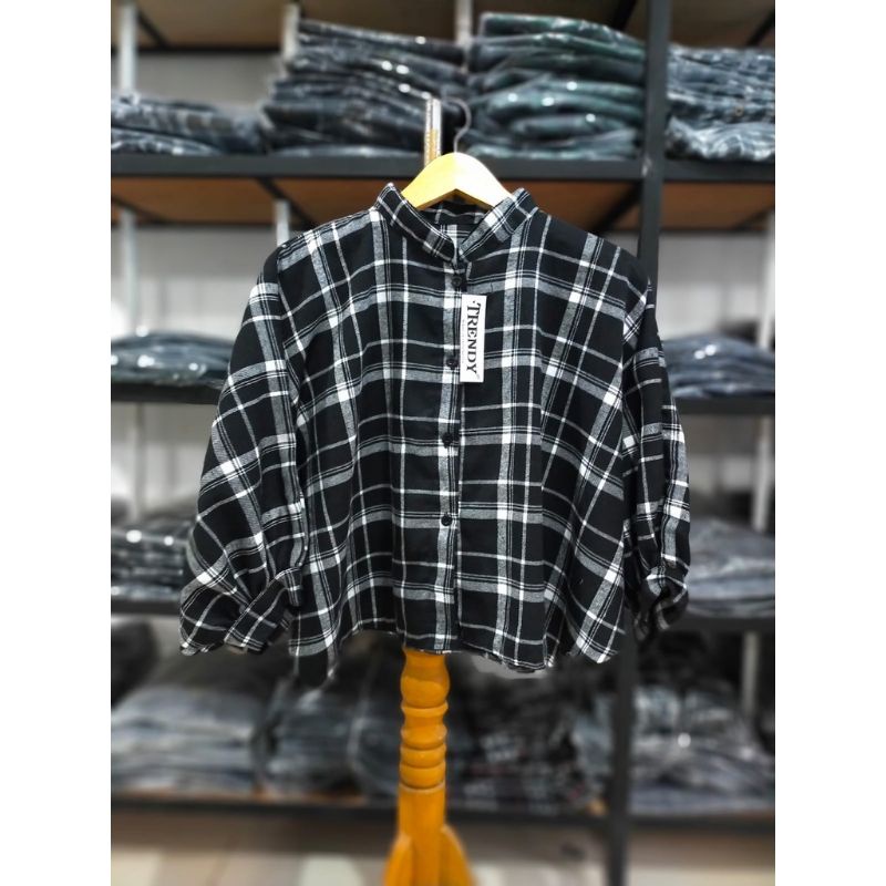 0KEMEJA TAMARA BATWING FLANEL OUTER || KEMEJA KOTAK WANITA OVERSIZE || ATASAN TARTAN CROP LENGAN BAL