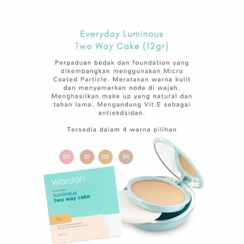 Medan Termurah Bedak padat Refill Two way cake Wardah luminous