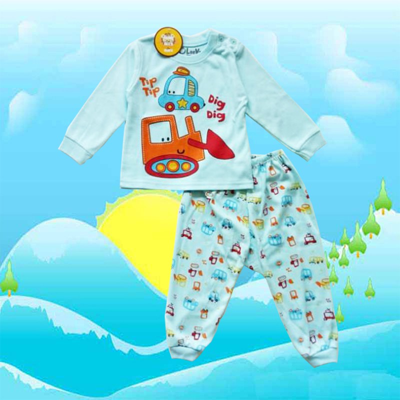 READY 6-12M BAJU TIDUR BAYI LAKI-LAKI BAJU BAYI LUCU BAJU BAYI SETELAN LEEVA MOBIL BIRU M