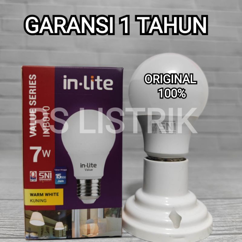 IN-LITE LAMPU LED BULB VALUE 7W 7 WATT INB010 CAHAYA KUNING 3000K WARM WHITE