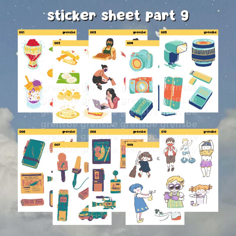 

[part 9] sticker sheet journal aesthetic/ sticker cute no cut a7 by grensbe