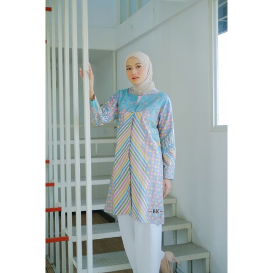 Baju Batik Wanita Modern Atasan Tunik Batik Kerja Kantor Wanita Seragam Batik M L XL XXL