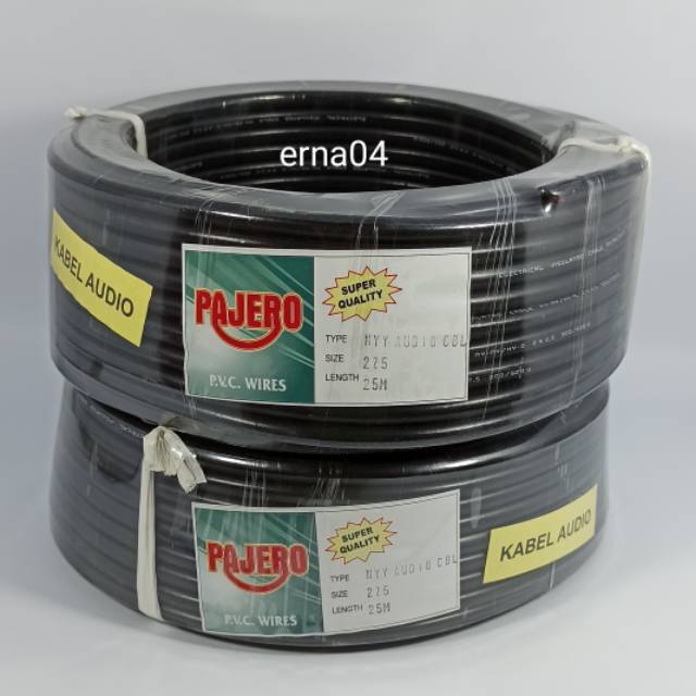 Kabel Listrik/Audio Serabut Tebal PAJERO 2x2.5 (25 Meter) Hitam