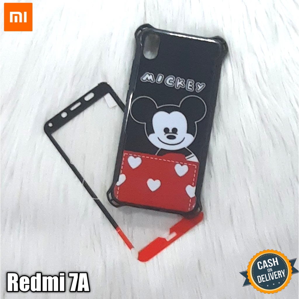 Case Hp Xiaomi Redmi 7A Softcase 360 Motif Lucu + Tempered Glass