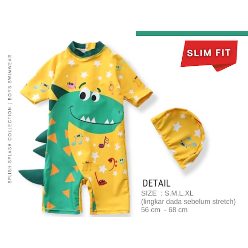 Baju Renang Jumper Set DINO / Pakaian Renang Bayi Anak / Swim Wear