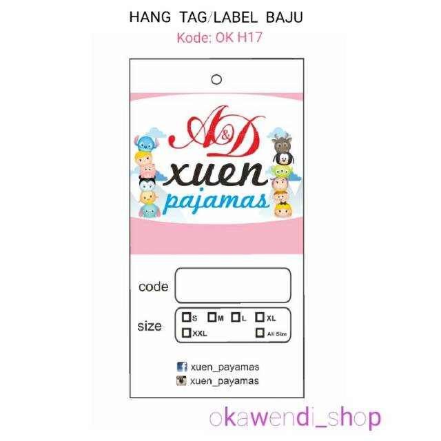 

HANG TAG BAJU/LABEL BAJU/PRICE TAG/LABEL HARGA/LABEL HANG TAG Design Kode: OK H17