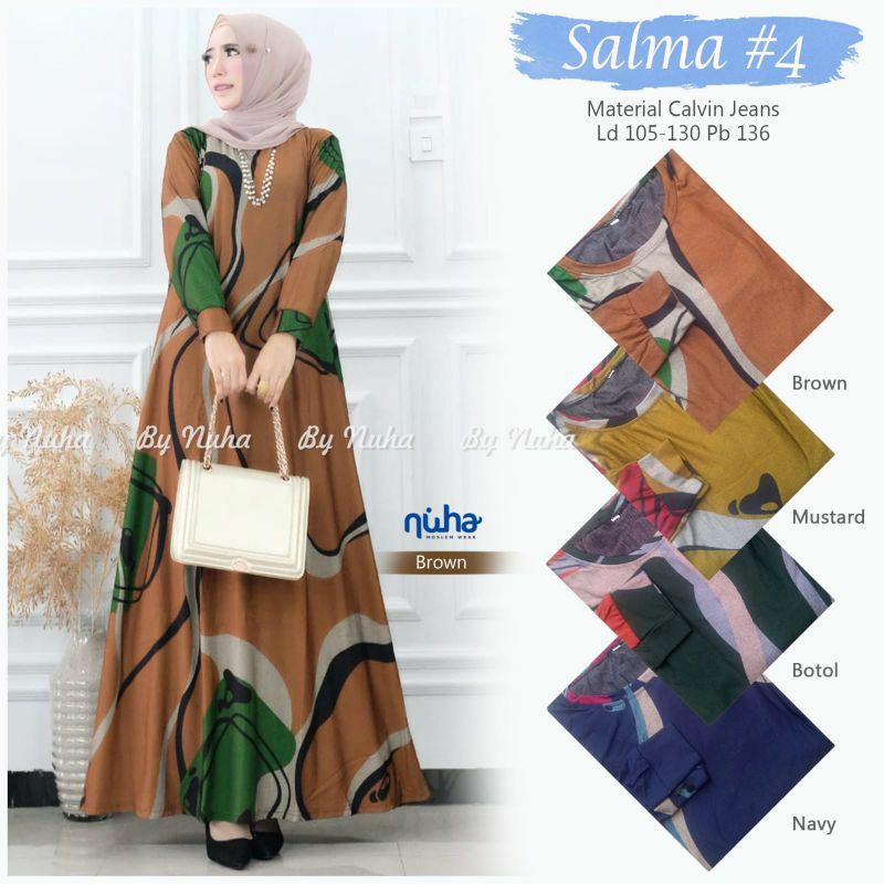 Baju Gamis Salma 4 Maxy Muslimah Elegan Terbaru 2022 Import Premium Mewah Jumbo Remaja Pesta Kondang