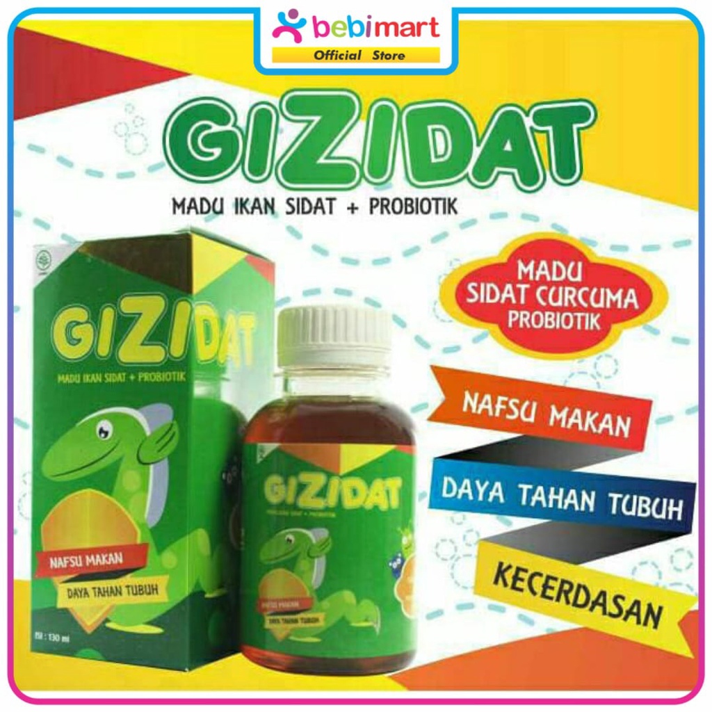GIZIDAT MADU IKAN SIDAT + PROBIOTIK 130ML / MADU PENAMBAH NAFSU MAKAN ANAK / MADU ANAK / MADU PENAMB