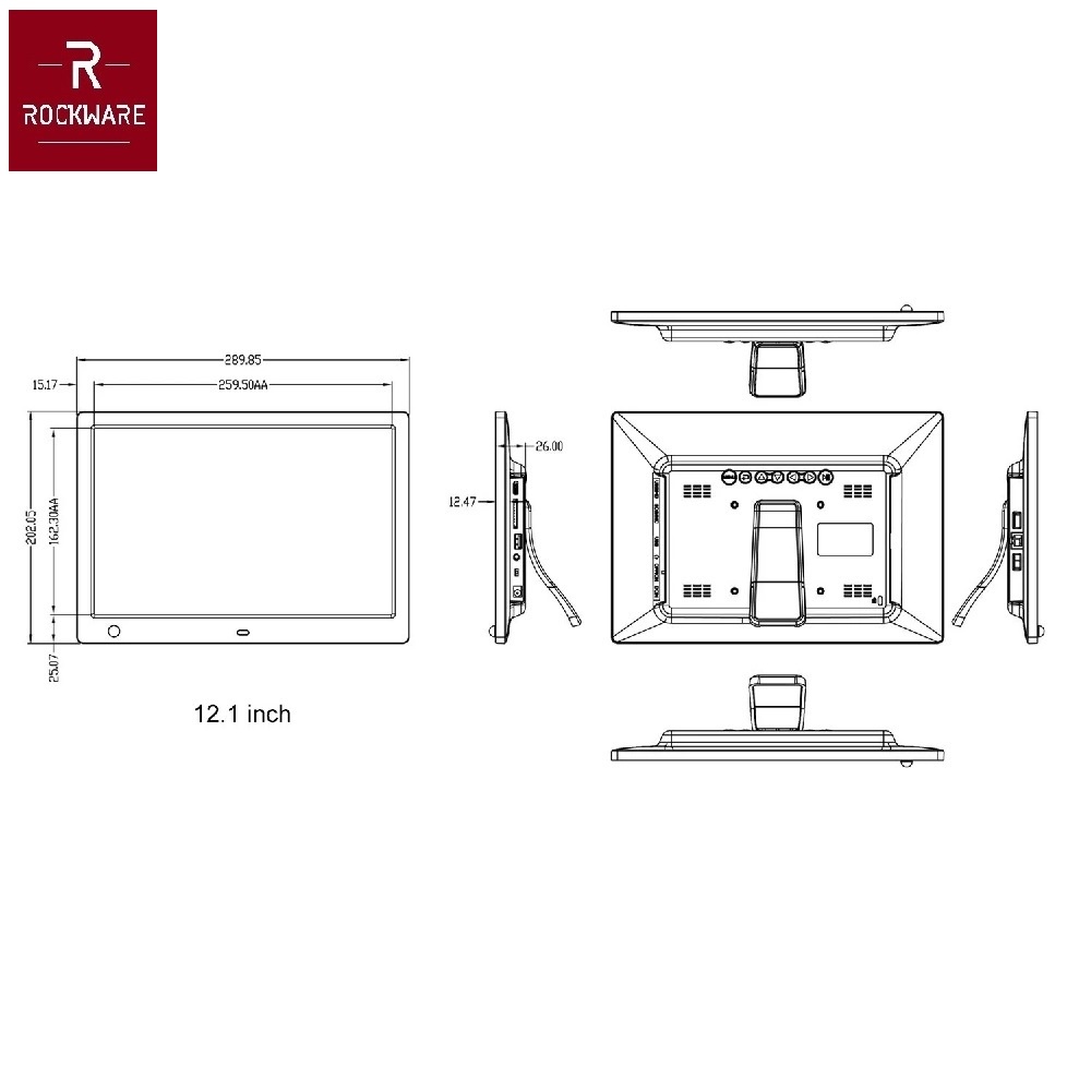 ROCKWARE RW-SJD1203 - 12 inch Digital Photo Frame - Frame Foto Digital