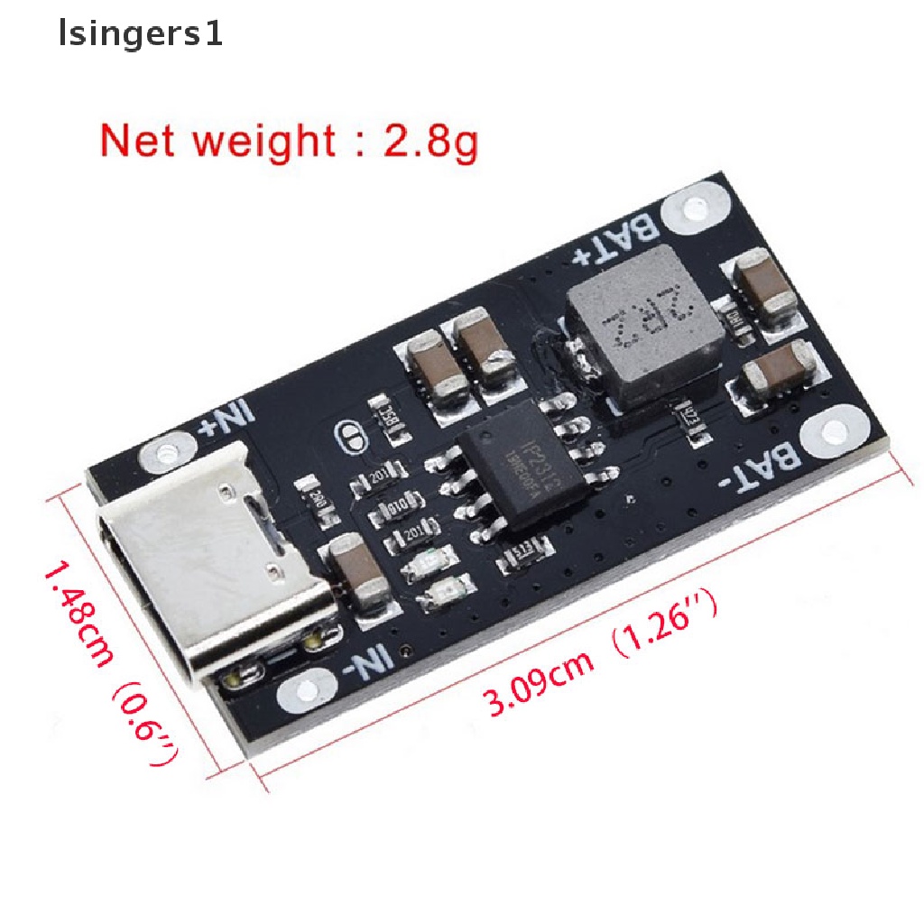 (lsingers1) Modul Board Charger Baterai Lithium Li-ion 18650 USB Tipe-C 5V 3A 3.7V