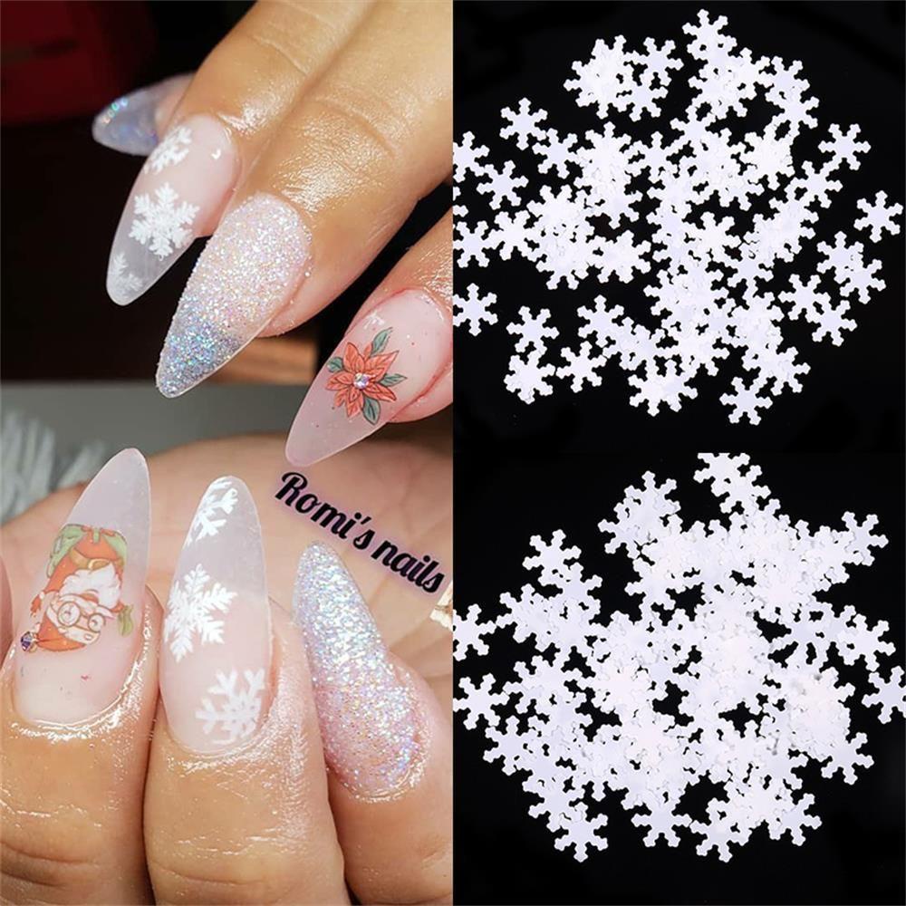 Solighter 1tas Nail Sequin Hiasan Paku Glitter Xmas Snowflakes Warna Campur Hologram