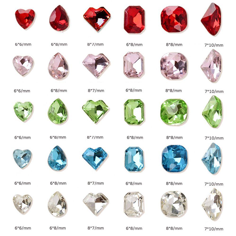 Mxbeauty Jantung Nail Art Rhinestones Fashion Jepang Cinta Hati Air Drop Berbentuk Manicure Aksesoris Persegi Panjang 3D Perhiasan Kuku