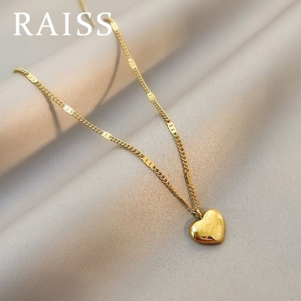 Kalung Titanium Wanita Anti Karat Love Hati Lapis Emas 18k Perhiasan Korea Kalung Lapis Emas 18k Desain Hati Bahan Titanium Gaya Korea Untuk Wanita