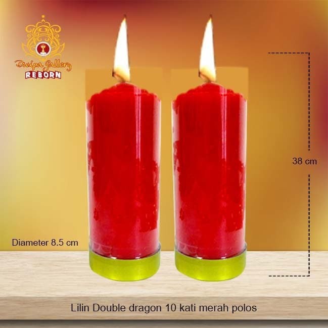 Lilin/Candle Puja Sembahyang Double Dragon 10 Kati Merah Polos