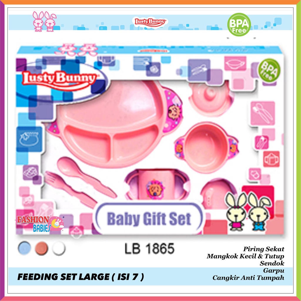 LUSTY BUNNY SET 7IN1 LARGE / FEEDING SET LB 1850 1851 1865 1867 / TEMPAT MAKAN SET BAYI / KADO