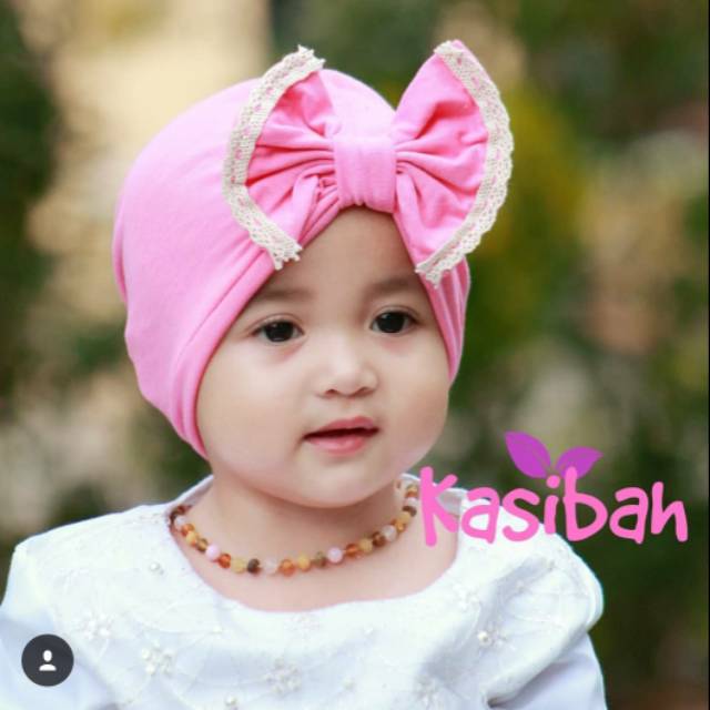 Turban Bayi Perempuan / Turban Bayi Pita Renda / Ciput Anak / Ciput Bayi / Turban Anak / Topi Anak P