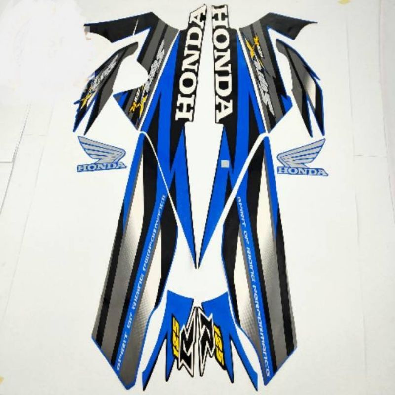 (BAYAR DI TEMPAT) Striping Satria X 125 2006 Biru lis stiker standar ori Supra x 125 R 2006 biru sti
