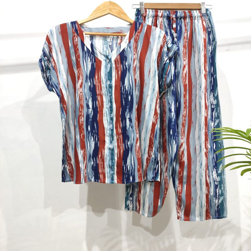 PIYAMA KANCING HITS PIYAMA KANCING BUSUI | PIYAMA RAYON | HOMEWEAR-NK 43