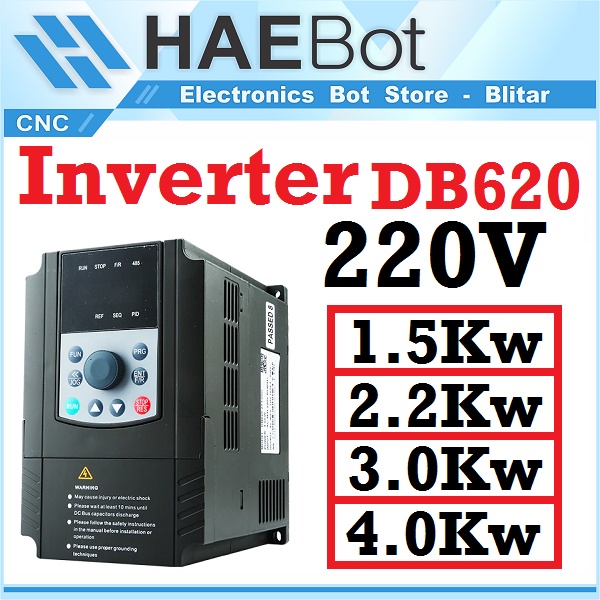 [HAEBOT] Inverter Rituo DB620 1.5KW 2.2KW 3.0KW 4.0Kw 220V AC VFD Spindle Driver Frequency Pengatur Kecepatan Motor AC 1PH