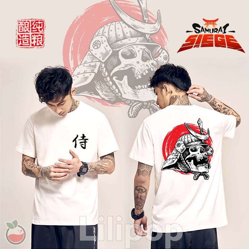 Lilipop Kaos Pria Samurai japan Baju Distro Basic Lengan Pendek Tshirt Kasual C