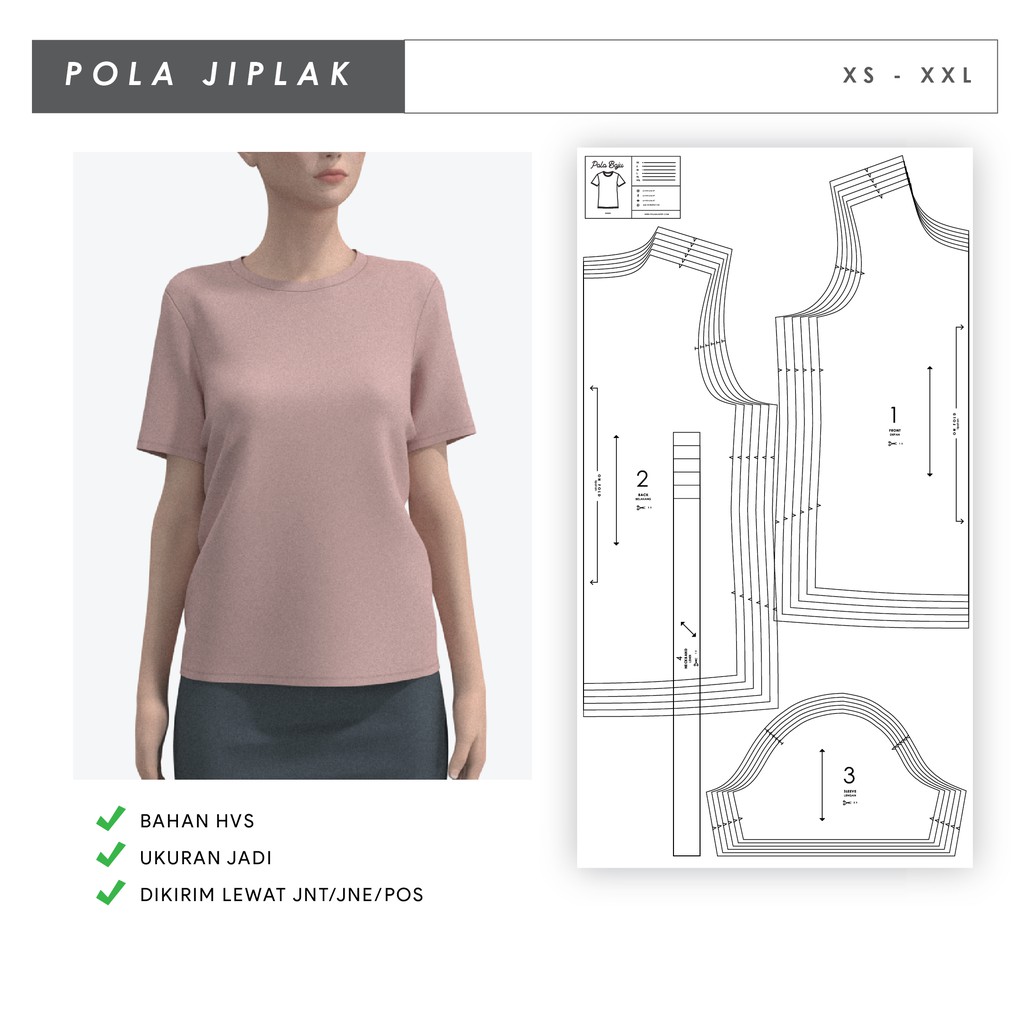 Pola Jiplak - Kaos Tshirt Wanita