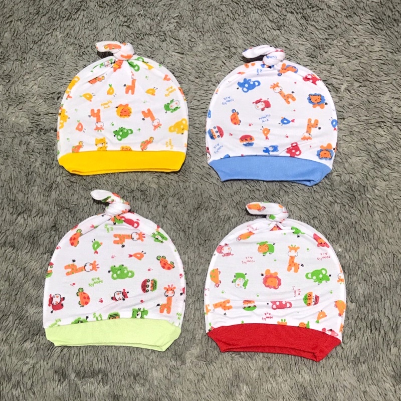 (isi 3/ isi 6) Topi Kupluk Bayi Bulat dan Ikat Motif Tabur