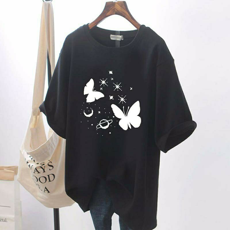 Tshirt Wanita Planet Butterfly Oversize Pakaian Wanita Big Size Fit XXXL