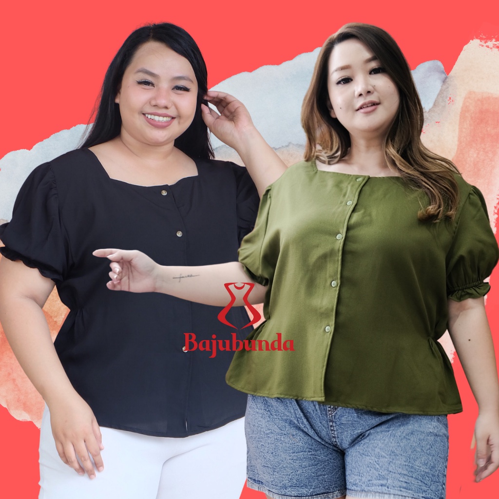 LD 130 KEMEJA WANITA JUMBO BAJU BIG SIZE OVERSIZE DORA