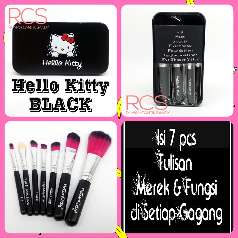 [ isi 7 kuas hitam ] Black Hello Kitty Brush 7in1 (make up brush)