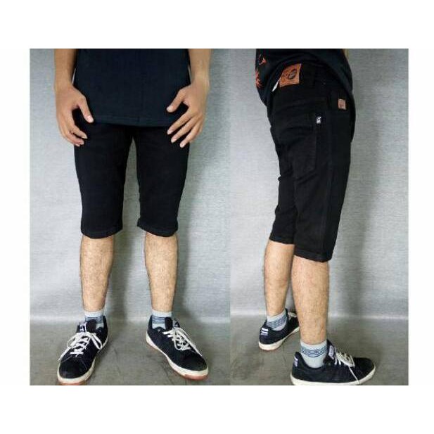 dM6Code Celana Jeans Pendek Pria RC Hitam - Jeans Melar Size 27-32 X6H4 populer.