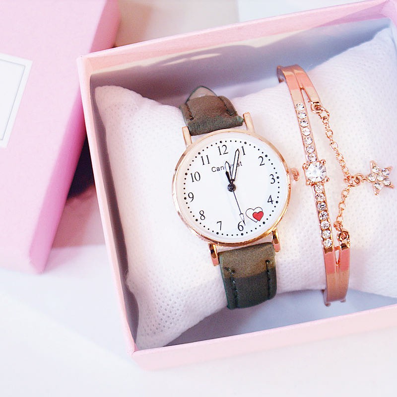 {BAYAR DI TEMPAT} Jam Tangan Love CandyCat Strap PU Casual Analog Gaya Korea Untuk Wanita Fashion