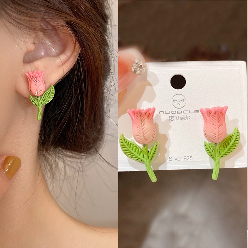 Anting Stud Desain Tulip Untuk Aksesoris Perhiasan Anak Perempuan