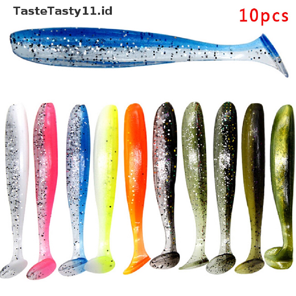 (TasteTasty) 10pcs / set Umpan Pancing Softlure Bentuk Ikan Ekor T 7cm / 2g