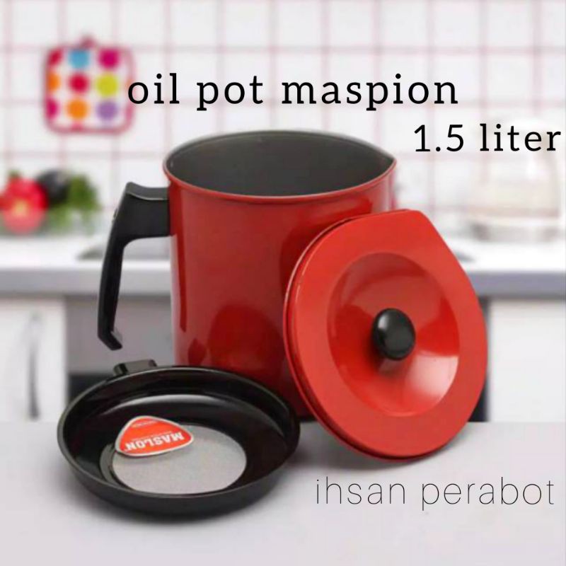 Oil pot MASPION / tempat minyak bekas / saring minyak bekas goreng