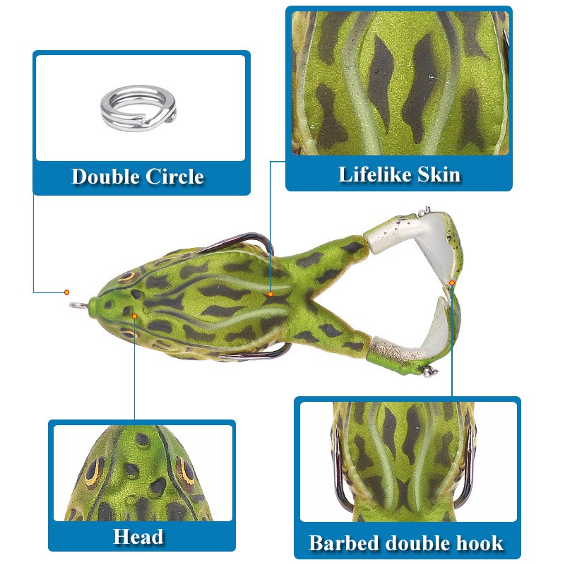 SYFishing 1Pcs New Umpan Pancing Buatan Bentuk Kodok Bahan Silikon Ukuran 9cm 13.5g Frog Fishing Lure Katak Dengan Kaki Berputar Permukaan Rotating Legs Thunder Frog