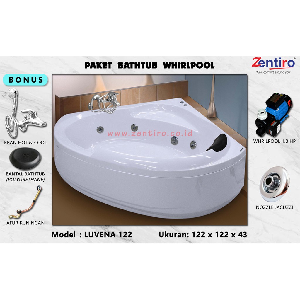 BATHTUB SUDUT WHIRLPOOL || BATHTUB JACUZZI CORNER ZENTIRO LUVENA