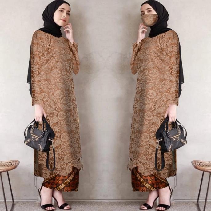 atasan kebaya brukat modern kebaya brokat muslim long tunik andira