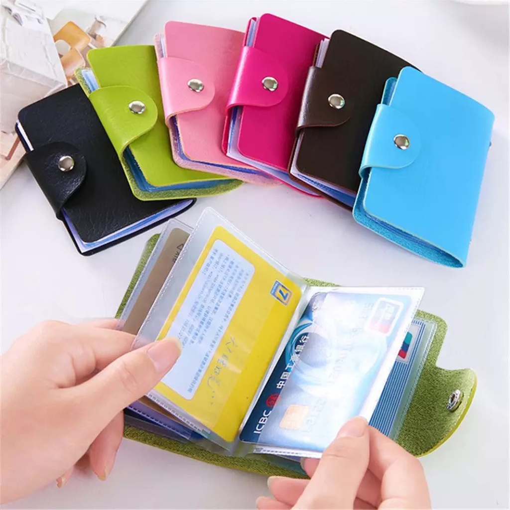 BRGUNIK Dompet Kartu Lipat 24 Slot Card Holder Mini Bahan Kulit D016