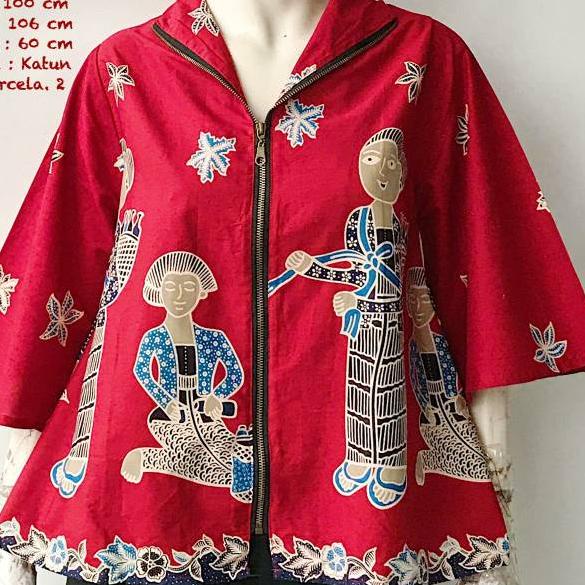 Top Produk.. Blouse Motif Mbok Jamu Gendong Zipper Depan