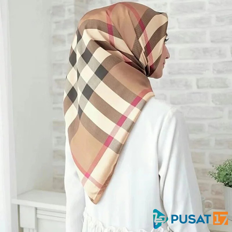 HIJAB SATIN MOTIF SEGI EMPAT JILBAB SATIN PREMIUM IMPORT-warna 3