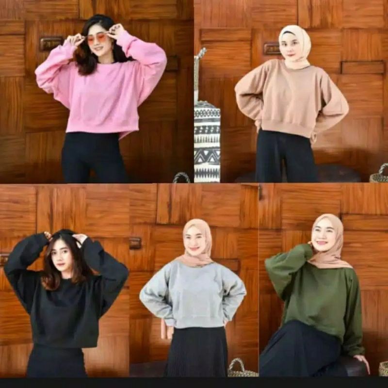GL SWEATER WANITA KOREA OVERSIZE CROP BASIC XXL