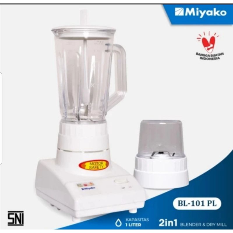 Jual MIYAKO : BL101PL BLENDER / PELUMAT 2 IN 1 JAR PLASTIK BL 101 PL 1 ...