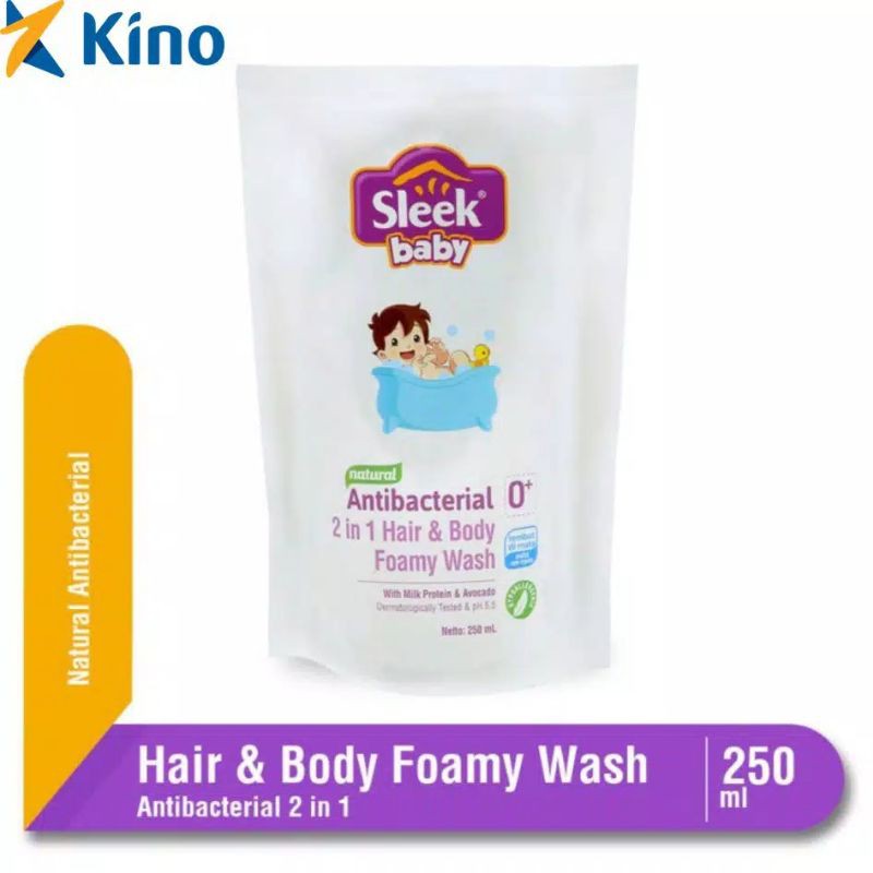 Sleek 2in1 hair&amp;body foamy wash sabun mandi bayi