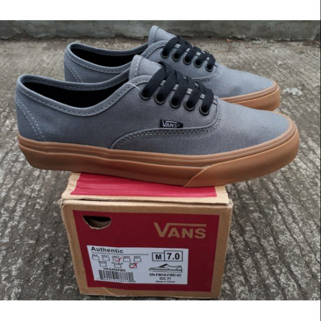 READY STOCK  PREMIUM BNIB  MADE IN CHINA  WAFFLE ICC VANS AUTHENTIC GREY/GUM  SIZE : 39/40/41/42/43