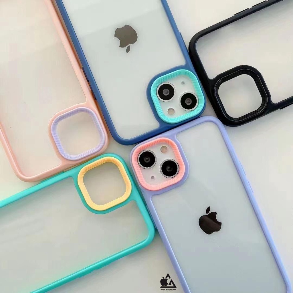 Soft Case Candy Macaron iPhone 13 13 Pro Max Mini 12 12 PRO MAX 11 11 PRO MAX XR X XS MAX 7 7+ 8 8+ SE 2 With Frame Camera Pelindung Kamera Softcase Silikon Jelly Clear Cover Bukan Hardcase Silicone