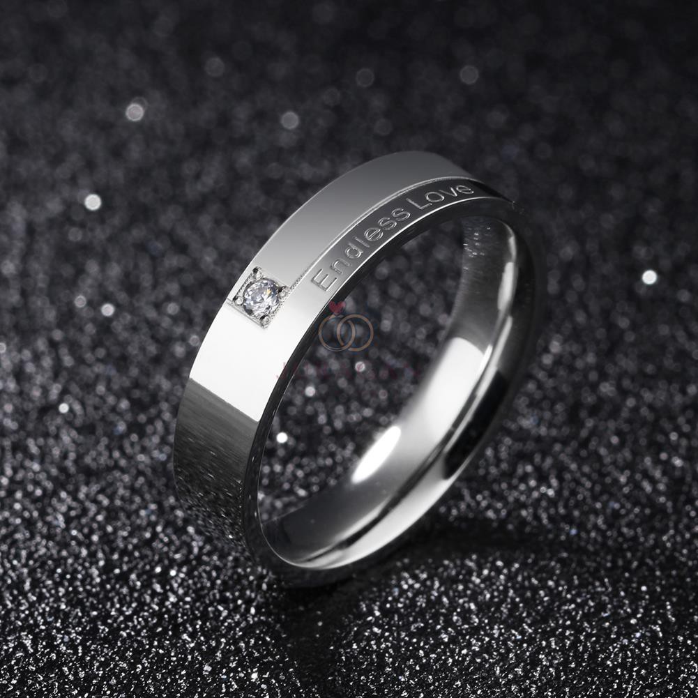 AILOVIU Cincin Couple UKIR NAMA R66 Titanium Silver Putih Kawin Tunangan High Quality + BONUS Gelang Couple