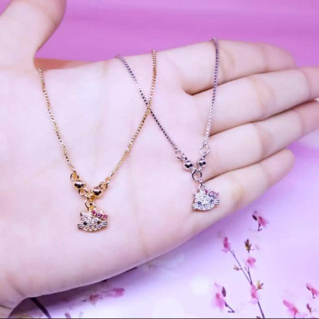 Kalung hello kitty anak mata2 gold / silver xuping